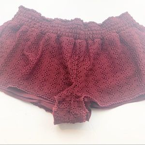No Boundaries l Red Crotchet Knit Shorts